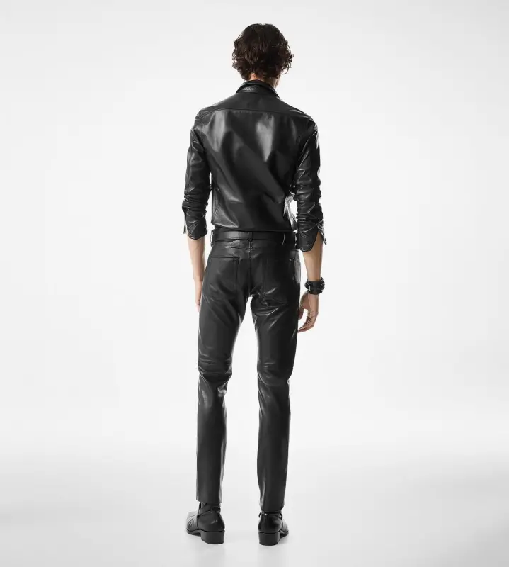 SHINY NAPPA PLONGE WESTERN SHIRT BLACK online